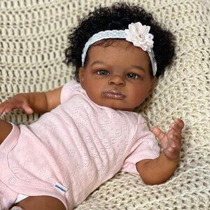 CHAREX Black Reborn Baby Dolls Girl, Real Weighted Soft Body